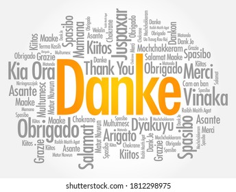 Danke (Gracias en alemán) Word Cloud Background en diferentes idiomas