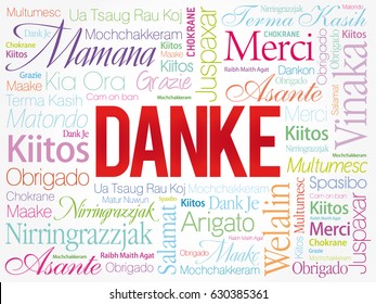 Danke (Thank You in German) Word Cloud background, all languages, multilingual for education or thanksgiving day