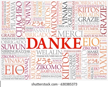 Danke (Thank You in German) Word Cloud background, all languages, multilingual for education or thanksgiving day