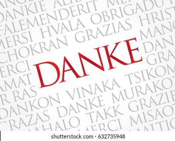 Danke (Thank You in German) Word Cloud background, all languages, multilingual for education or thanksgiving day