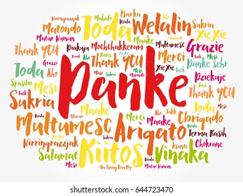 Danke (Thank You in German) Word Cloud background, all languages, multilingual for education or thanksgiving day