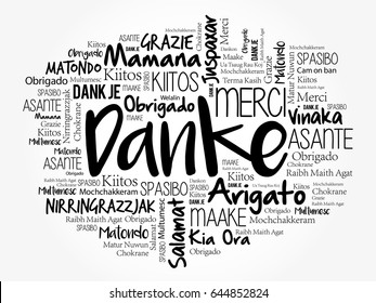 Danke (Thank You in German) Word Cloud background, all languages, multilingual for education or thanksgiving day