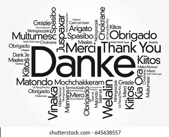 Danke (Thank You in German) Word Cloud background, all languages, multilingual for education or thanksgiving day