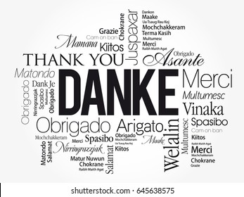 Danke (Thank You in German) Word Cloud background, all languages, multilingual for education or thanksgiving day