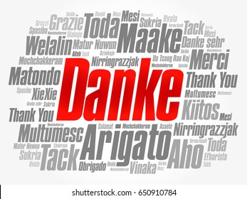 Danke (Thank You in German) Word Cloud background, all languages, multilingual for education or thanksgiving day