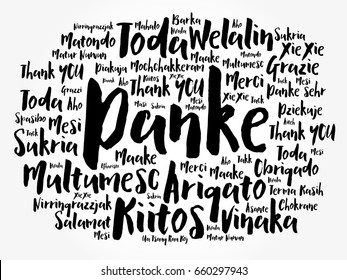 Danke (Thank You in German) Word Cloud background, all languages, multilingual for education or thanksgiving day