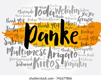 Danke (Thank You in German) Word Cloud background, all languages, multilingual for education or thanksgiving day