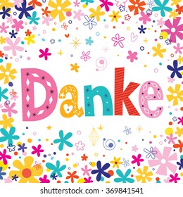 Danke - Thanks in German unique lettering floral card