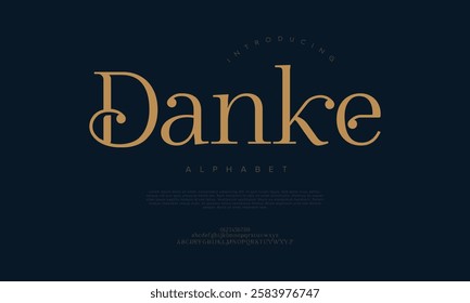 Danke typography beauty fashion elegant minimalist serif italic fonts decorative wedding vintage retro logos. Minimal luxury font alphabet logo. Vector illustration