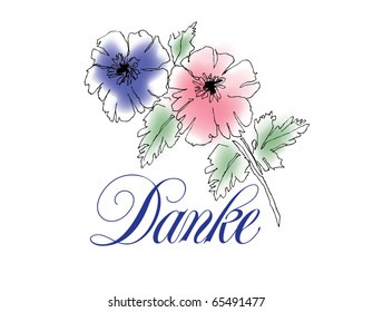 Danke Vector Lettering with floral Illustration