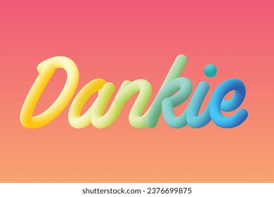 Dankie typography text, means thank you. Colorful.