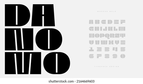 Danomo, a bold modern urban sporty display typography alphabet font. vector illustration design