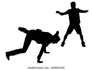 Danser men in rap style on white background
