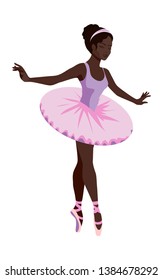 Dansing afro american female ballet dancer in light purple tutu