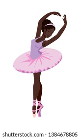 Dansing  afro american female ballet dancer in light purple tutu