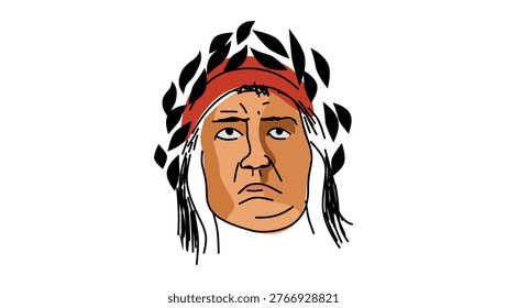 Dante Alighieri portrait, flat vector illustration