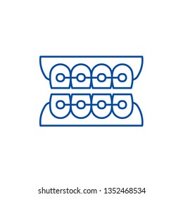 Dantist braces line icon concept. Dantist braces flat  vector symbol, sign, outline illustration.