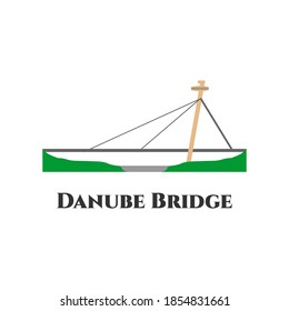 The Danube Bridge. Great architecture building. A steel truss bridge over the Danube River. One of the landmark buildings in downtown slovakia Isolated icons on white background