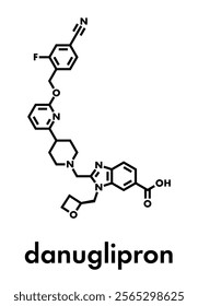 Danuglipron diabetes drug molecule. Skeletal formula.