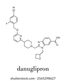 Danuglipron diabetes drug molecule. Skeletal formula.