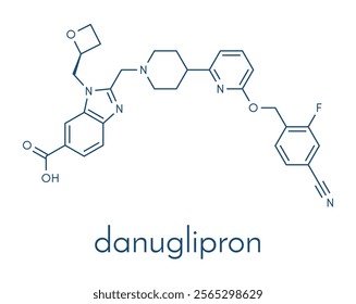 Danuglipron diabetes drug molecule. Skeletal formula.