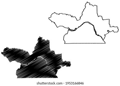 Danville city County, Commonwealth of Virginia (Independent city, U.S. county, United States of America) map vector illustration, scribble sketch Danville map