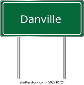 Danville , Illinois , road sign green vector illustration, road table, USA city