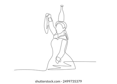 Danza de la Botella dancer. Latin america concept one-line drawing