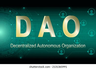 DAO, Decentralized Autonomous Organization. DAO abstract digital illustration concept for banner, website, landing page, ads, flyer template. svg