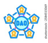 dao decentralized autonomous organization color icon vector. dao decentralized autonomous organization sign. isolated symbol illustration