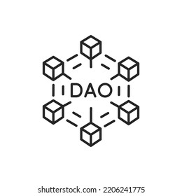 DAO line icon, Decentralized Autonomous Organisation symbol isolated on white background. svg