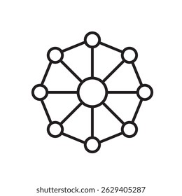 Vetor de ícone de linha DAO, com traço editável, ideal para ferramentas de controle blockchain, tokens de comunidade e plataformas descentralizadas