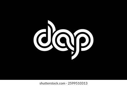DAP Creative Unique Modern Letter Logo Design. Stylized logo featuring a unique letter design, presenting abstract minimalist aesthetics and modern appeal.
