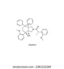Estructura molecular esquelética plana discontinua El antagonista del receptor de la neuroquinina NKI1 se utiliza en Nausea, en tratamiento con vómitos. Diagrama científico de ilustraciones vectoriales.