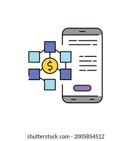 DApp sign сolor line icon. Initial public offering. Pictogram for web page, mobile app, promo. UI UX GUI design element. Editable stroke.