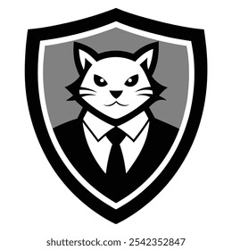 A dapper cat mascot logo featuring a charming, stylish cat with a top hat, monocle, and bow tie. The cat exudes elegance and sophistication, perfect for a classy, vintage brand image.