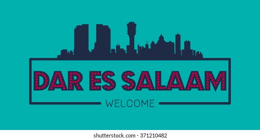 Dar es Salaam city skyline typographic illustration vector design