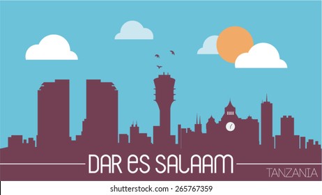 Dar es Salaam city Tanzania skyline silhouette flat design vector illustration