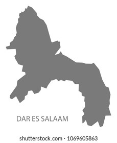 Dar es Salaam map of Tanzania grey illustration shape