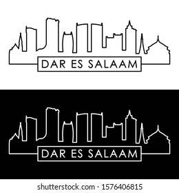 Dar es Salaam skyline. Linear style. Editable vector file.