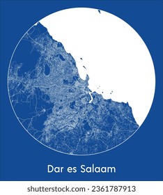 Dar es Salaam Tanzania Africa City Map blue print round Circle vector illustration