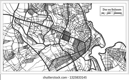 Dar es Salaam Tansania Stadtplan im Retro-Stil. Übersicht. Vektorgrafik.