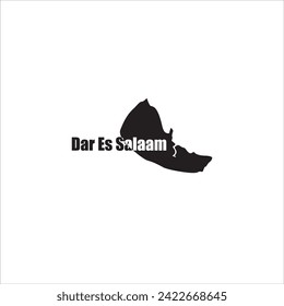 Dar Es Salaam Tanzania map and black letter design on white background