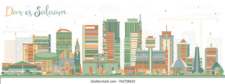 Dar Es Salaam Tanzania Skyline with Color Buildings. Vector Illustration. Business Travel and Tourism Concept with Modern Architecture.