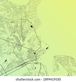 Dar es Salaam, Tanzania - Urban vector city map of African capital city with parks, roads and railways, minimalist town plan design poster, city center, downtown, transit network, blueprint