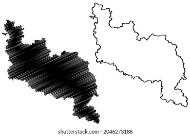 Darbhanga district (Bihar State, division, Republic of India) map vector illustration, scribble sketch Darbhanga map