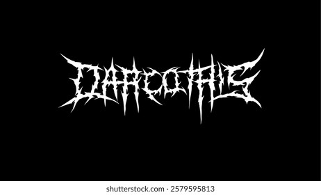 Darcothis text typography vector in a striking and intense dark metal font style for t-shirt print apparel, sticker, poster, metal band logos 