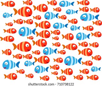 Dare to be different concept, Fearless concept, Confident concept. Group of fish illustration vector eps 10.