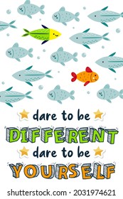 Dare to be different motivational educational poster for kids in classroom teachers