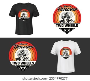 Atrévase a descubrir en dos ruedas diseño retro vintage de camiseta de bicicleta de montaña